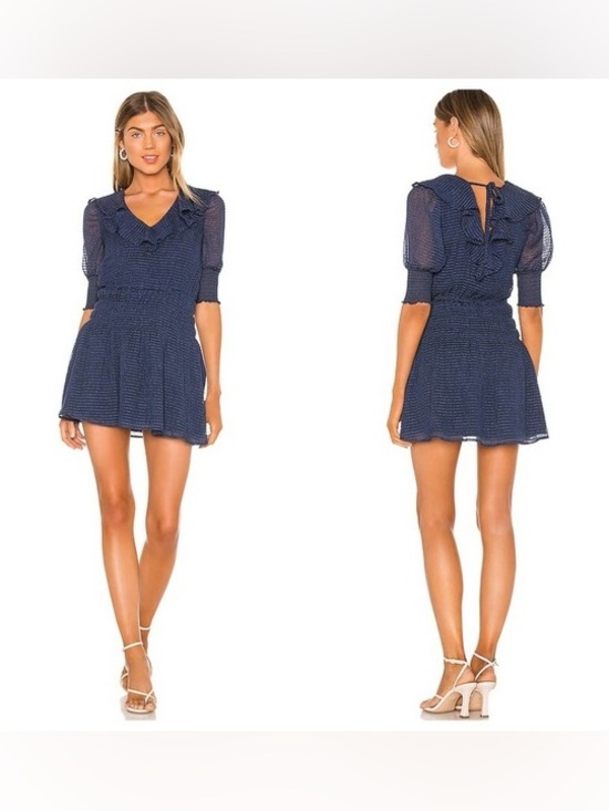 Tularosa Dresses & Skirts - Tularosa Navy Blue Ruffled Mini Dress